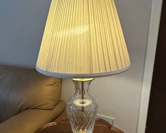 Crystal Table Lamp with Diamond Pattern and Pleated Shade
