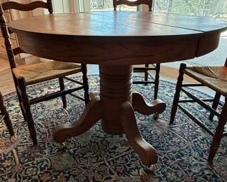 Pottery Barn Sumner Round Drop Leaf Dining Table with Four LadderBack Chairs third image
