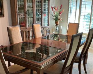 Vintage Ethan Allen Canova Dining Set with China Cabinet