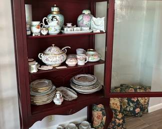 Vintage Porcelain Tea Set and Display Cabinet