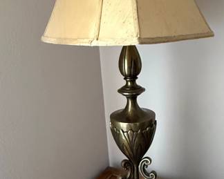 Vintage Stiffel Brass Urn Table Lamp with Scalloped Shade