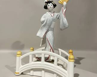 Geisha Figurine with Fan and Bridge second image