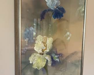 Framed Watercolor Painting of Irises by Ruth Baderian