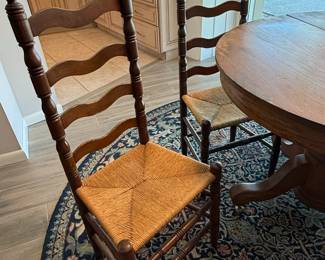 Pottery Barn Sumner Round Drop Leaf Dining Table with Four LadderBack Chairs second image