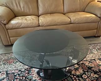Contemporary Swiveling Glass Top Coffee Table