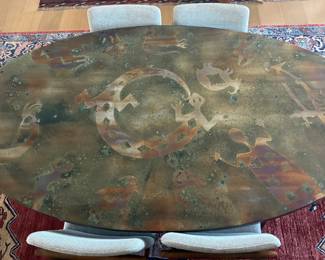 Taos artisan cast iron dining table signed SS 1998