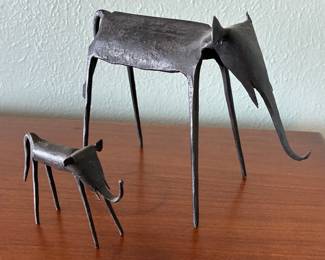 Wrought iron African sculptures mother and son