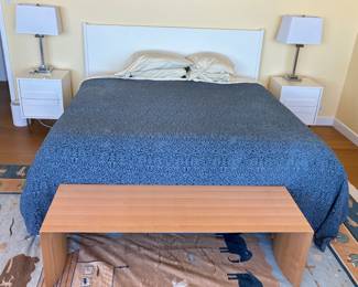 West Elm Gemini NS nightstand - pair                                     MCM Infiniti museum bench by Giullio Lazzotti