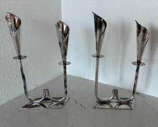 1970s Hans Jensen calla lilly candle holders - pair
