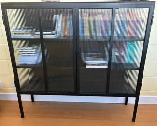 Retro style fluted glass storage cabinet