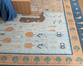 10 ft 2" X 14 ft 2" Continental flatweave "Noah's Arc" rug designed by Paul Smith