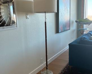 MCM style Brightech Carter walnut finish floor lamp