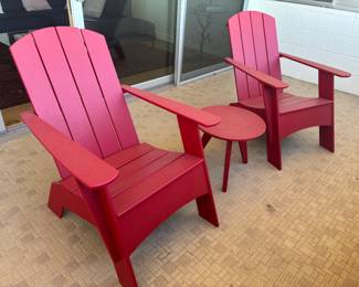 Weatherproof Adirondack chairs and table