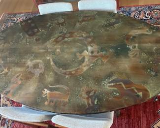 Taos artisan cast iron dining table signed SS 1998