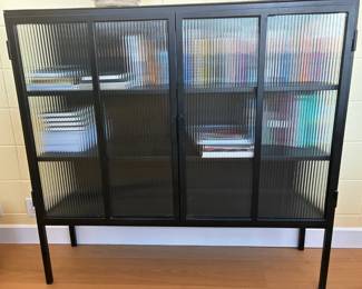 Retro style fluted glass storage cabinet