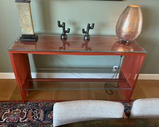 Brick red and glass sideboard