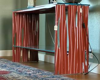 Brick red and glass sideboard