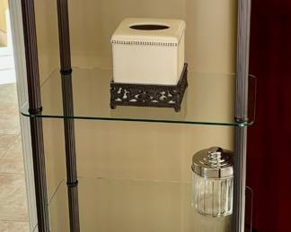 53. 4 Tier Metal & Glass Shelving Unit (19.5" x 12" x 42"h)