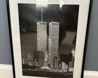 107. Signed Black & White Photo Twin Towers (11.5" x 14.5")