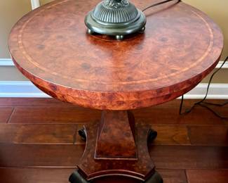 19. Side Table w/ Pedestal Base and Inlay Style Detail (24" x 24" x 24")