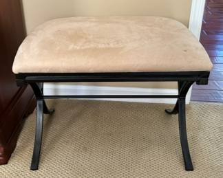 62. Upholstered Bench w/ Metal Scroll Base (24" x 17" x 19") (as is)