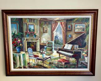 27. Signed Oil on Canvas by McKay Music Room Scene (42.5" x 30")
