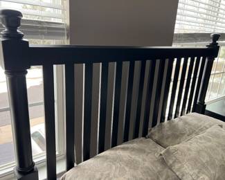 91. Black Spindle Queen Bed (58"h)
