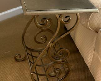 66. Uttermost Metal & Wood Magazine Table w/ Metallic Finish (18" x 14" x 26")