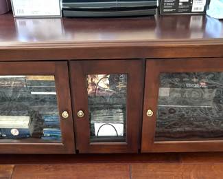 44. Entertainment Center w/ 3 Glass Doors (56" x 21" x 23")