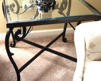 111. Glass Scroll Side Table (27" x 27" x 24")