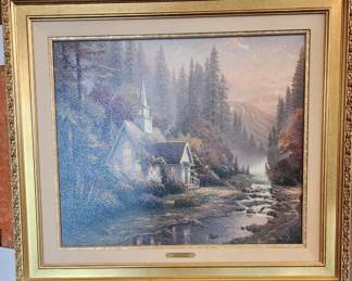 143. Thomas Kincade Lithograph "The Forest Chapel" Chapels on Nature II w/ Authentication Paperwork Included (20" x 24")