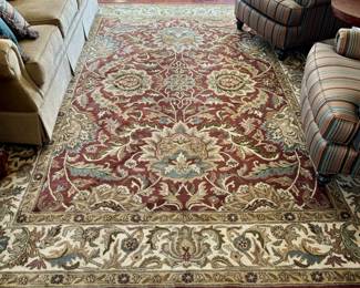 22. Rust, Blue and Green Wool Rug (8' x 11') 