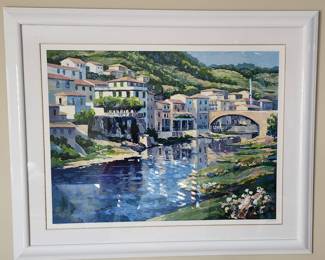 114. Signed Lithograph by John Zacchio of Waterfront Village 109/300 (52" x 45")