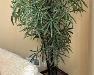 65. Faux Aralia Plant in Metal Container (80")