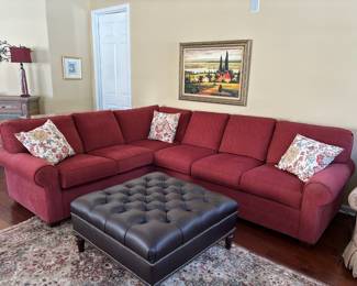 45. 2 Piece Red Sectional (92" x 114" x 40" x 37"h)