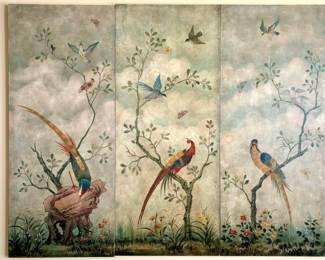 11. Three Panel Exotic Bird Artwork (60" x 48"- each panel 20")