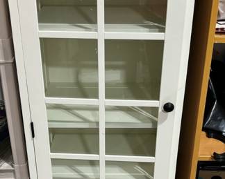 81. White Curio Cabinet w/ Glass Door (20" x 16" x 52")