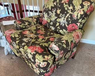 115. Alan White Floral Upholstered Arm Chair (35" x 32" x 33")