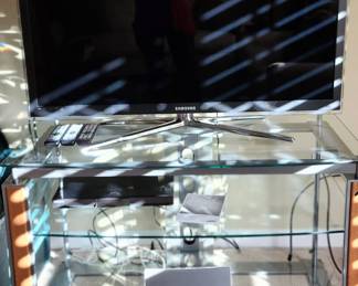 116. Glass & Metal TV Console (45" x 25" x 28")                   121. Samsung Series 6LCOtv 6400/6500 (46")                   123. Samsung Blu Ray Disc Player BD-C6500