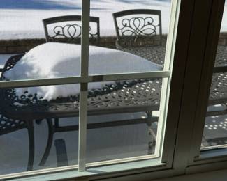 166. Outdoor Metal Dining Table and 6 Arm Chairs