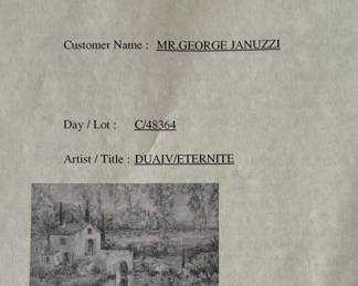 23. Signed Lithograph "Eternite" by Duaiv of Tropical Beachfront Home  