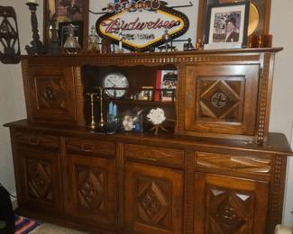 The next few photos or items that are at my house up the street. I live off of Sarno as well I am 0.6 mile from this estate house. This piece here is very old I was told it was from France also. Solid wood two pieces the top part comes off it's about 9 ft long all hand carved doors I have the skeleton keys, five doors lock the other one the lock is broken. Unbelievable price of $800.00 there is a lot of storage in here