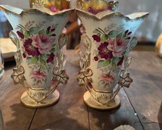 19th century French porcelain wedding vases