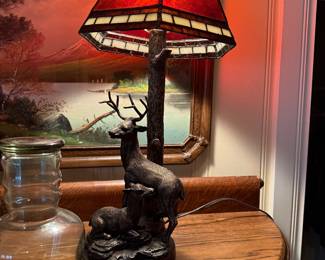 Black Forest elk mates table lamp.