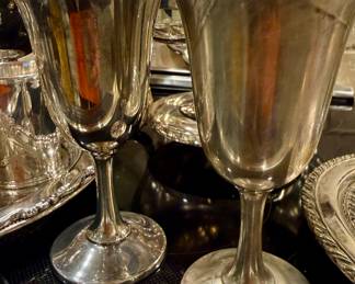 Two sterling wedding goblets