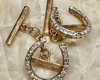1920s gold and Diamond horseshoe cufflinks