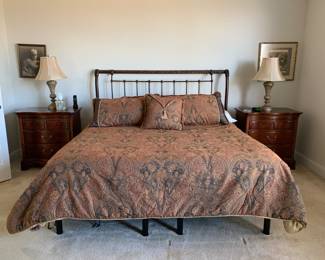 King size electric bed with iron headboard. 