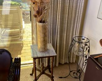 side table, vases