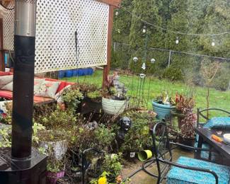 Outdoor space heater; outdoor plants