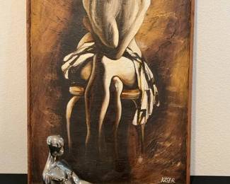 GB109VKaser Lady Painting  Vintage Sculpture